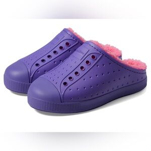 Native Kids Jefferson Cozy Ultra Violet Slip-ons with Fuzzy Rose Lining
